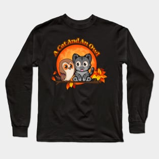 A cat and an owl Long Sleeve T-Shirt